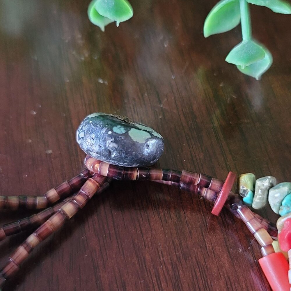 Multi Strand Native American Style Chip Bracelet Kokopelli Wedding Vase Turquois - Picture 5 of 8